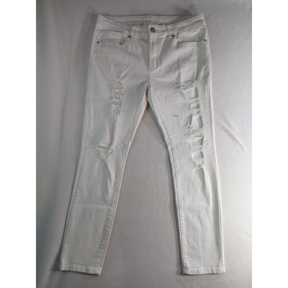 VIP Jeans Youth 13/14 White Distressed Skinny Stretch Denim Ripped Pants